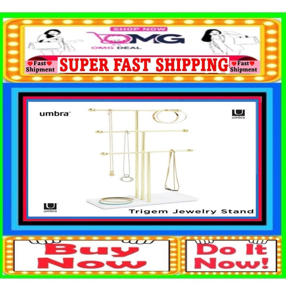 🛑 UMBRA Trigem ➕ ORGANIZER Jewelry 🆒 NECKLACE HOLDER Display STAND Bracelet